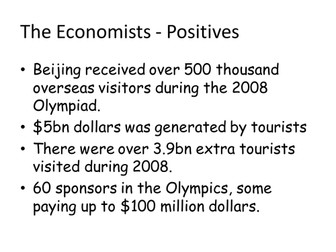 The Beijing Olympics - Y8 Geography of Sport