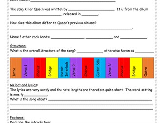 GCSE Edexcel 9-1 Killer Queen Work Booklet