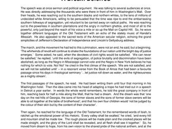 Dr Martin Luther King Jnr. reading task