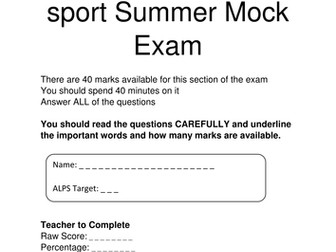 A level PE OCR. Year 12 end of year exam. (new Spec) Social