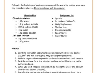 Making chocolate spheres: Experiment