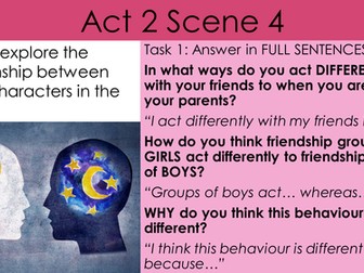 Romeo and Juliet- exploring male relationships DOUBLE LESSON