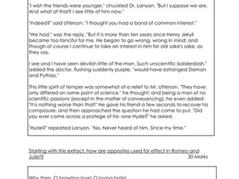 Literature Paper 1 PRACTICE/ MOCK exam questions