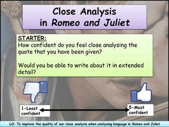 Romeo and Juliet stand alone language analysis lesson