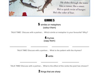 Poetry reading comprehension _ 'Shark' by Kate Coombs