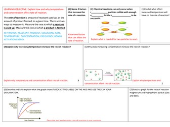 Rates of reaction learning mat GCSE chemistry
