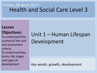 Worksheets and resources for Health and Social Care Level 3 Unit 1 Learning Aim A