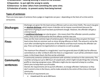 Sentencing and Judicial Precedent summary