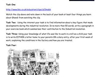 Industrial Revolution Homework Tasks