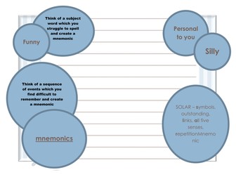 revision using mnemonics work sheet 1 page