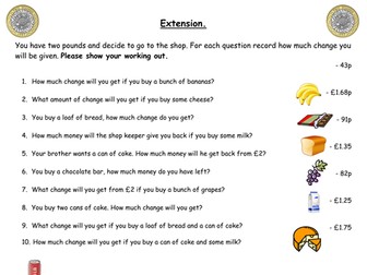 Year 3 Finding Change Worksheets