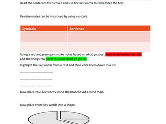 work sheet - How to make effective notes for revision