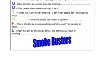 Smoking Game using the blockbusters theme, KS 2, 3 & 4,