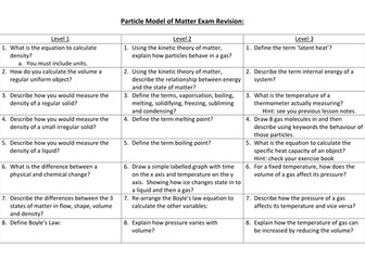 Particle model of matter revision