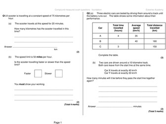 Measures and Compound measures exam question bundle