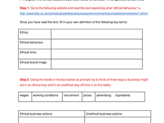 BTEC Unit 37 Business Ethics P1