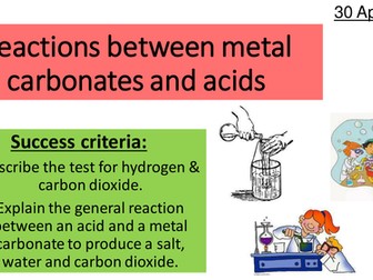 9-1 Edexcel CC8 Acids, Metals and metal carbonates lesson