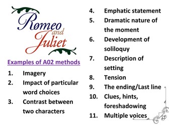 AQA 9-1 English Literature - AO2 Methods Poster for 'Romeo and Juliet'