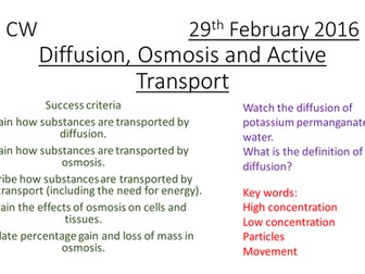 9-1 Transporting Substances - Diffusion, Osmosis, Active Transport