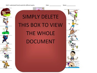 French Sports matching worksheet.   Quick and easy last minute French activity lesson.