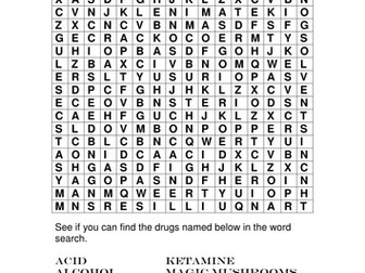 Drug Wordsearch