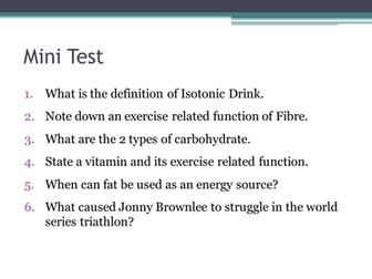 AS PE Edexcel NEW SPEC - Optimal Weight, Energy Balance - Application/consolidation of Knowledge