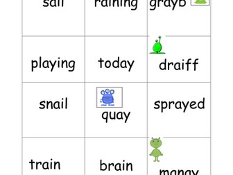 Phonics revision  ai and ay phoneme real and alien words