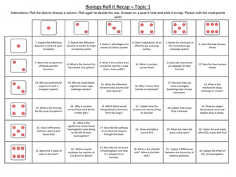 OCR AS Biology Revision game Exchange & transport