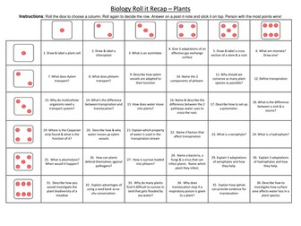 OCR AS Biology Plant revision activity