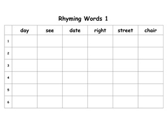 Rhyming words Year 1-3