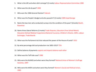 Knowledge test 1886-1914