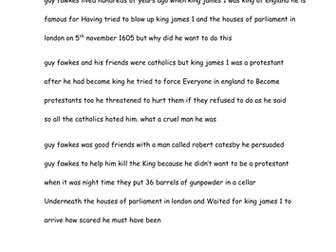 Correct the punctuation worksheets (Proper Nouns) Guy Fawkes