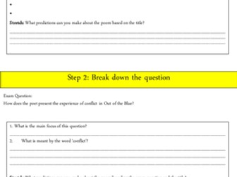 AQA new spec. Unseen poetry - how to respond uses Armitage's Out of the Blue. Adaptable to any poem.