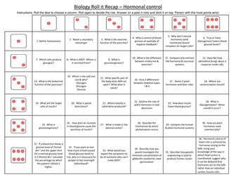 OCR A level Biology Hormonal control revision activity