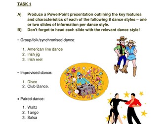 Cover Work or Homework for GCSE Dance Music