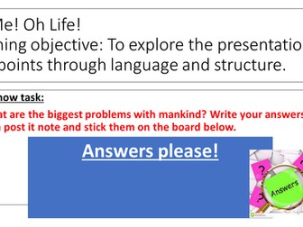 Walt Whitman Unseen Poetry ks4/ks5