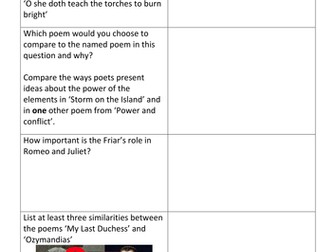 8 Five-A-Day Revision Activities for AQA English / English Literature