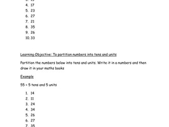 Partitioning 2 digit numbers
