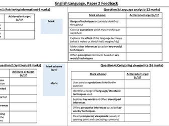 AQA English Language marking sheet (paper 2)