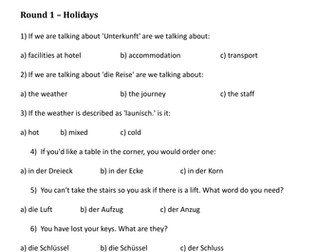 GCSE German pub quiz revision