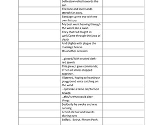 Power and Conflict Revision Quotation worksheet