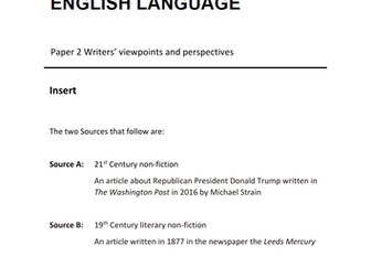 Year 10 and Year 11 AQA English Language Paper 2 Mock Assessments