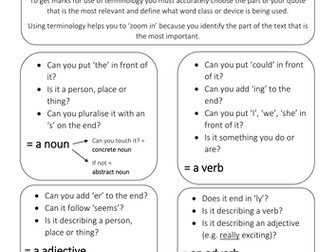 KS3 and KS4 AQA GCSE English Literature Assessment Objective Help Sheets