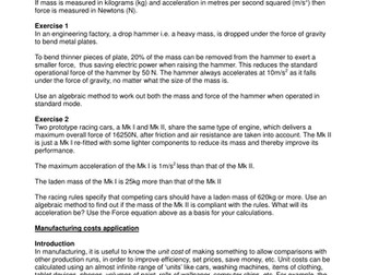 Algebraic methods in real-life applications (Higher GCSE simultaneous & quadratic equations)