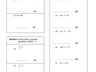 differentiated equation solving - solving 1 step, 2 step, brackets challenge