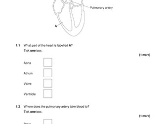 AQA Biology - Trilogy - Organisation, end of unit test