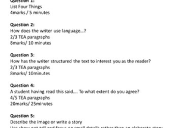 English Language Paper 1 Section A Revision Pack - Extract ' The Thing in the Forest'.