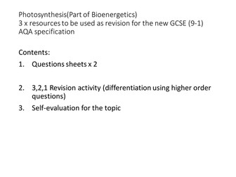 AQA NEW GCSE 9-1 Photosynthesis Revision Tasks