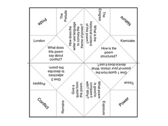 Power and Conflict Poetry- Chatter Box revision activity VERSION 2