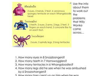 Year 2 Division problem solving - Charlie and the Chocolate Factory themed